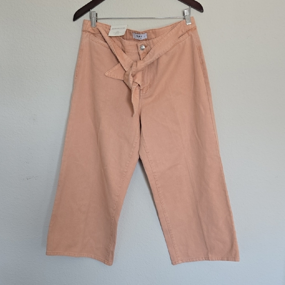 OAT New York Coral Mid Rise Wide Leg Crop Jeans Size 30